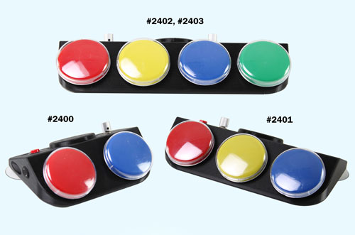 A four-button All-Talk communicator with a rotary level selector and large square buttons holding picture icons under a clear cover.