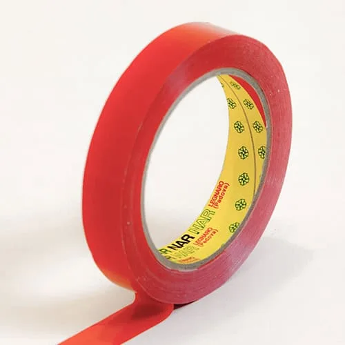 A roll of bright red narrow marking tape.